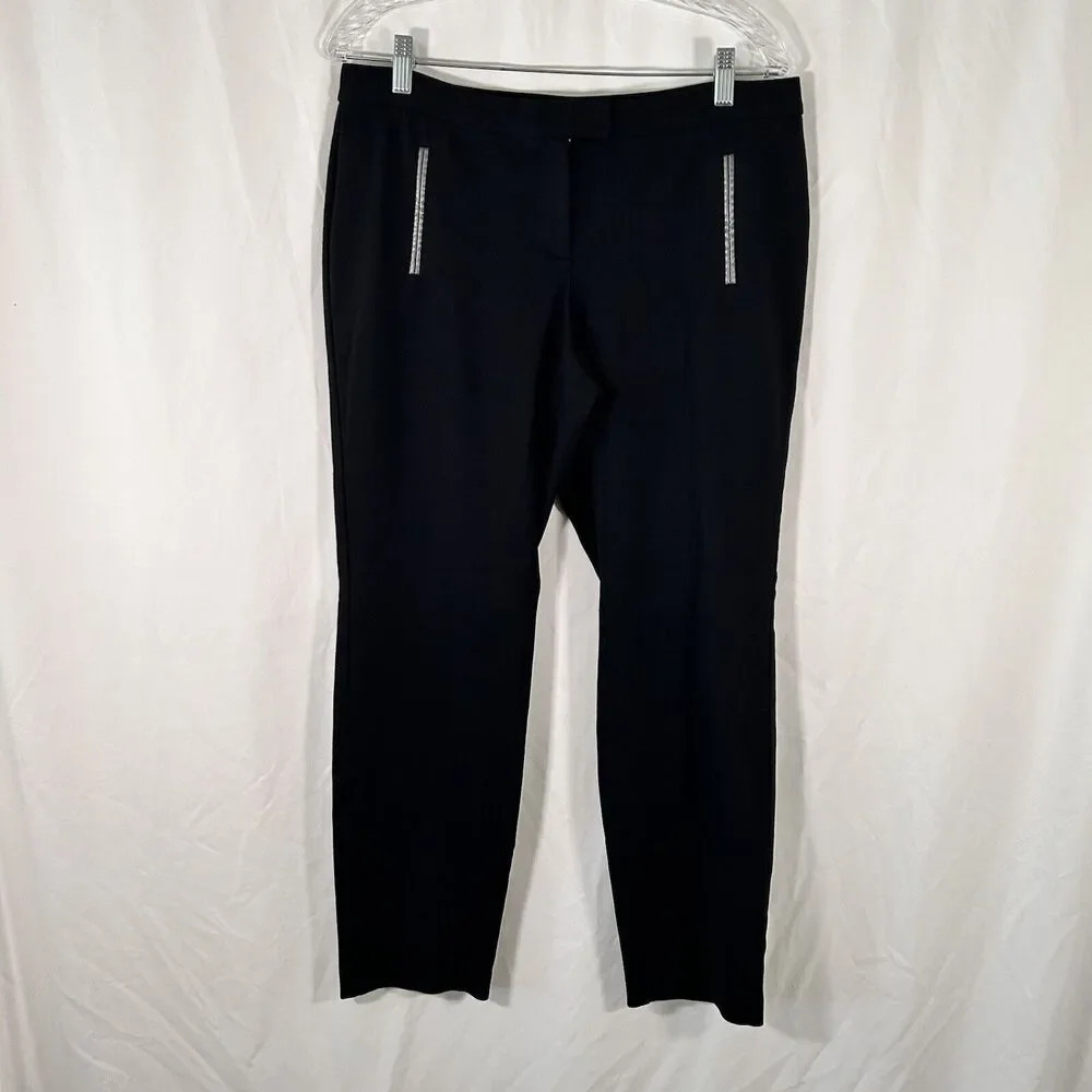 Alfani Dress Pants Women's 12 Black Rear Pockets Button Zip Work Office